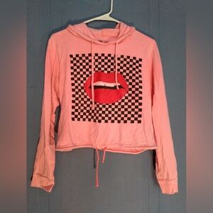 On fire women's lips hoodie size large